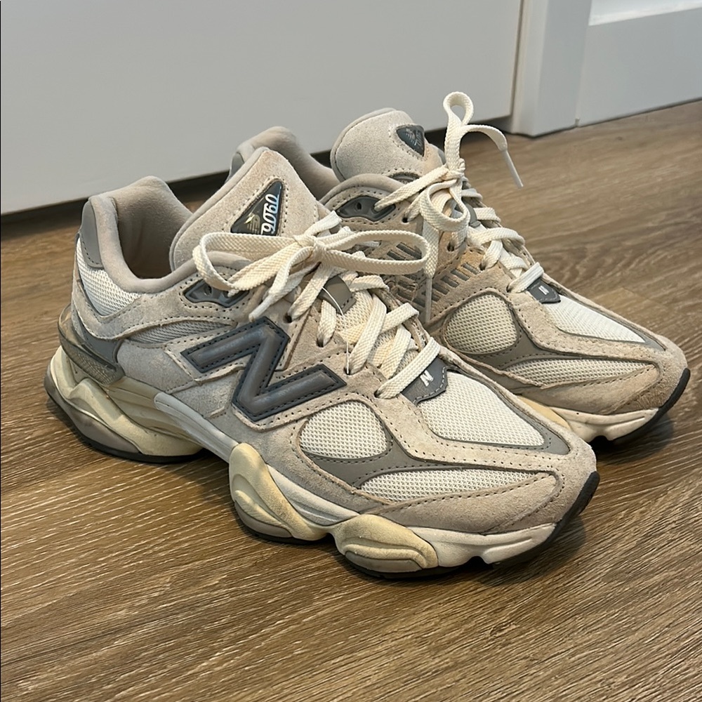 New Balance Cream and Gray Athletic Shoes 9060s